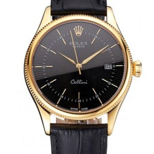 Rolex Cellini 38mm Black Dial REP016807 Super Clone