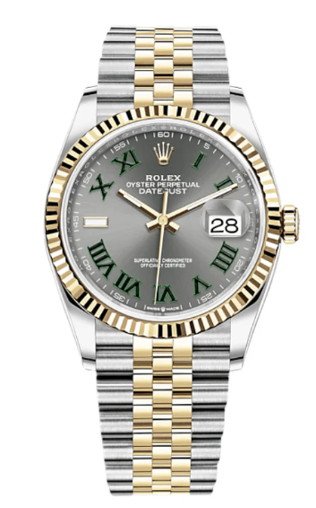 12633-36mm DateJust 36mm 126233 Clean 1:1 Best Edition 904L Steel Gray Dial Green Roman on SS/YG Jubilee Bracelet VR3235