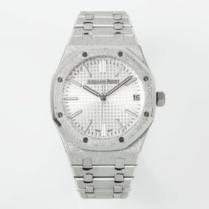 Royal Oak 15510 41mm Frosted SS/SS White Textured Dial APSF A4302 Super Clone