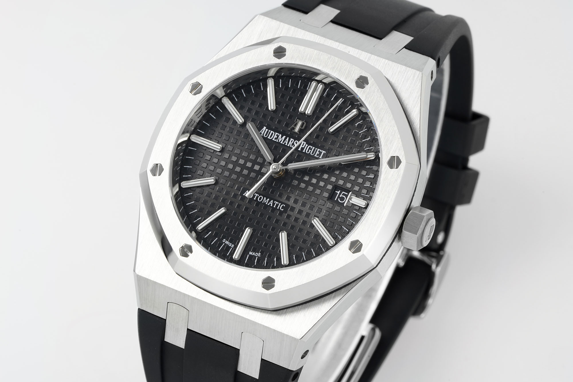 13376053887393924 Royal Oak 15400 1:1 Best Edition SS/RU Black Textured Dial APSF SA3120 Super Clone - Image 4