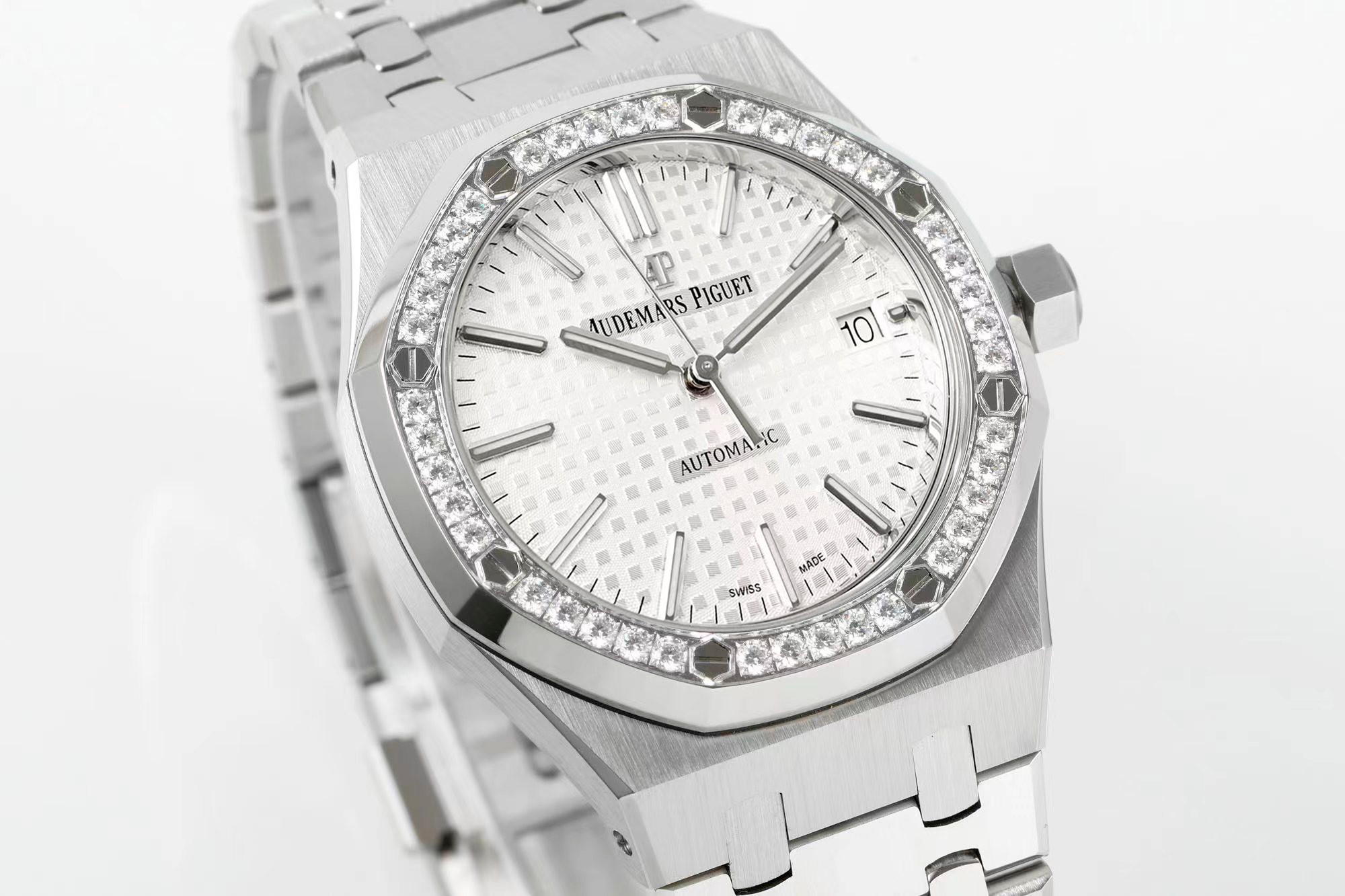 13376058611575897 Royal Oak 37mm 15451 SS APSF 1:1 Best Edition White Textured Dial on SS Bracelet SA3120 Super Clone - Image 3