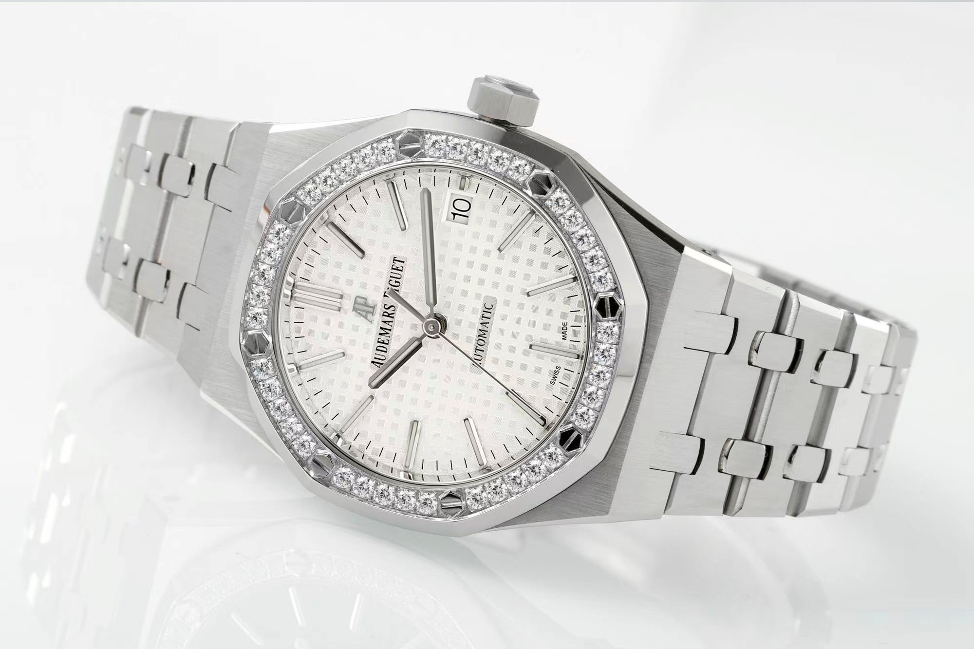 13376058612548683 Royal Oak 37mm 15451 SS APSF 1:1 Best Edition White Textured Dial on SS Bracelet SA3120 Super Clone - Image 4