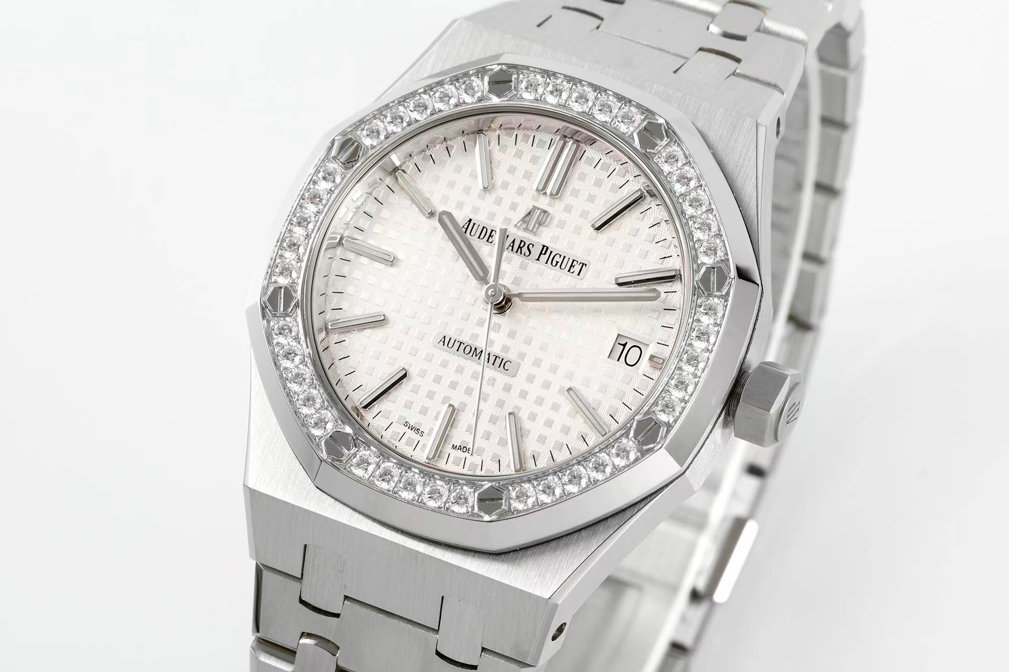 13376058613463683 Royal Oak 37mm 15451 SS APSF 1:1 Best Edition White Textured Dial on SS Bracelet SA3120 Super Clone - Image 5