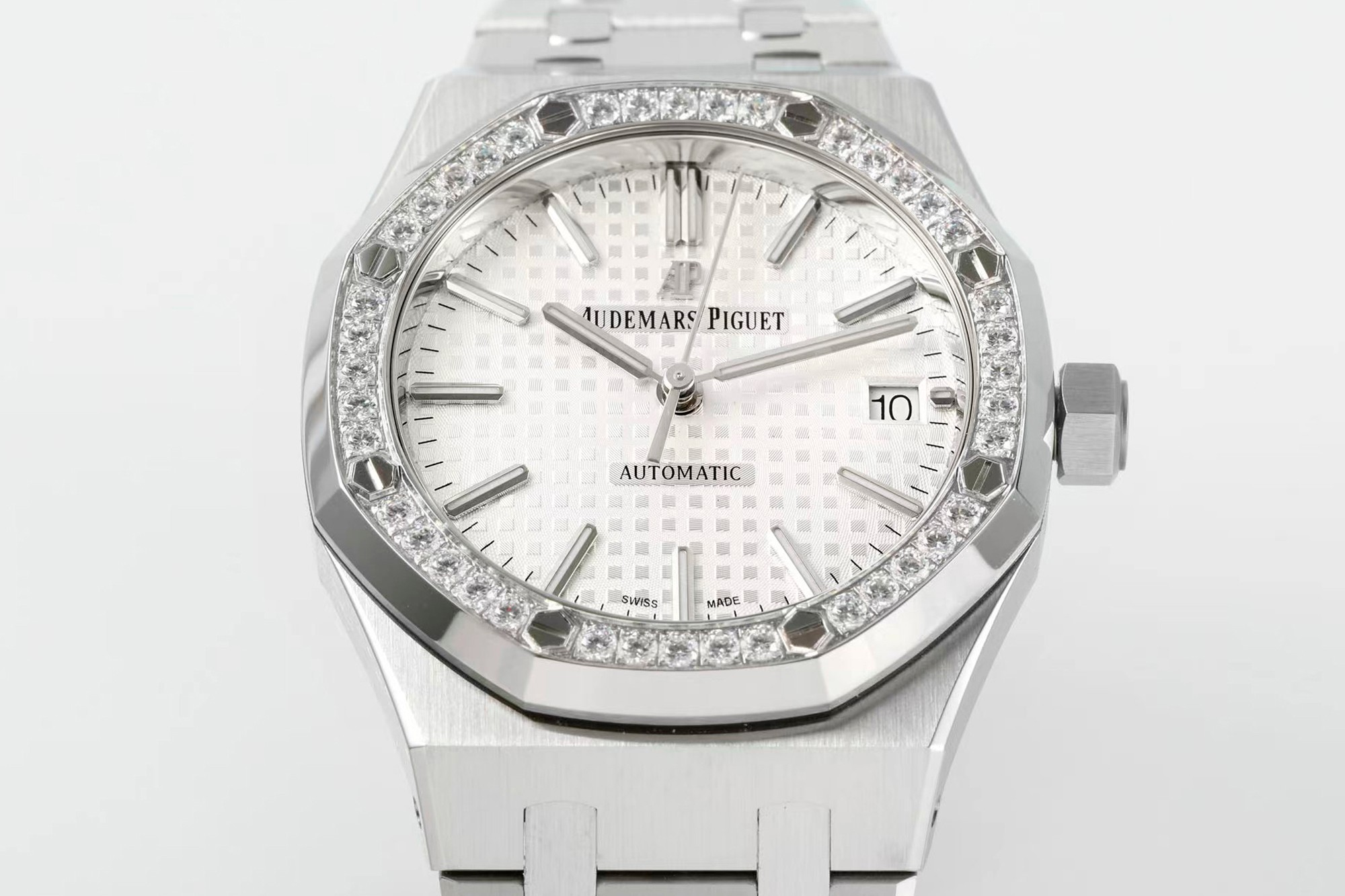 13376058614357230 Royal Oak 37mm 15451 SS APSF 1:1 Best Edition White Textured Dial on SS Bracelet SA3120 Super Clone - Image 6