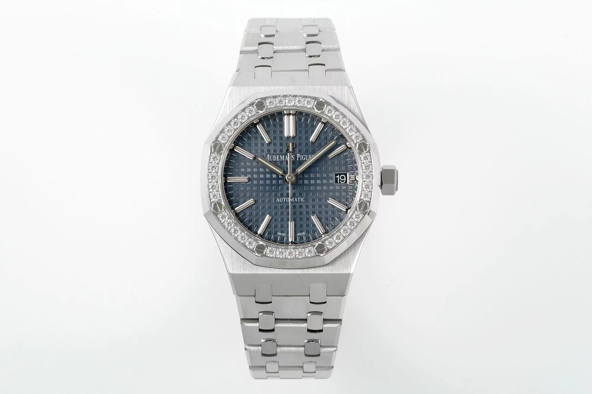13376058831566713 Royal Oak 37mm 15451 SS APSF 1:1 Best Edition Blue Textured Dial on SS Bracelet SA3120 Super Clone
