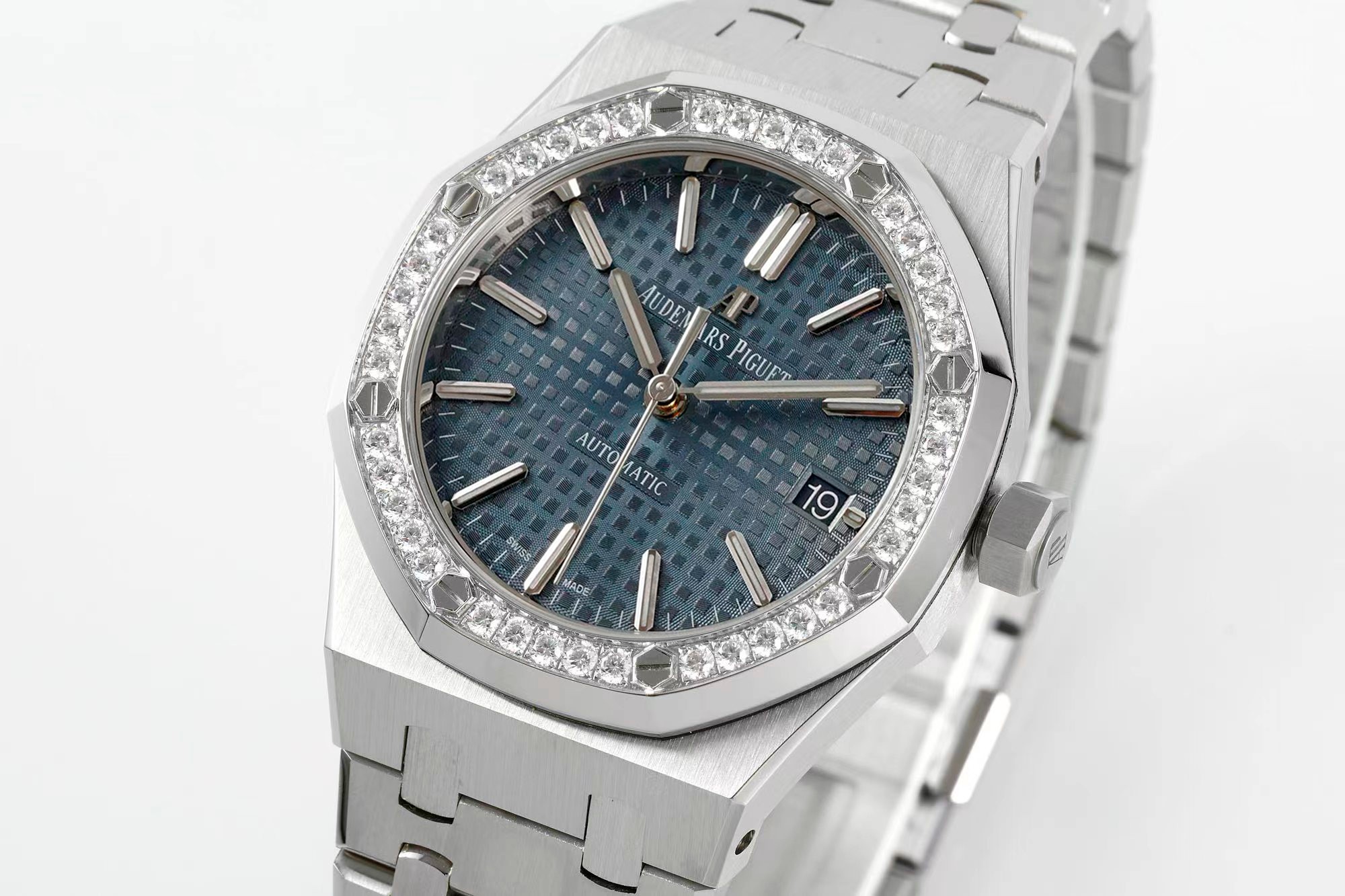13376058835928364 Royal Oak 37mm 15451 SS APSF 1:1 Best Edition Blue Textured Dial on SS Bracelet SA3120 Super Clone - Image 6