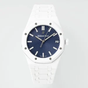Royal Oak 41mm 15500 White Ceramic/Cer Blue Dial