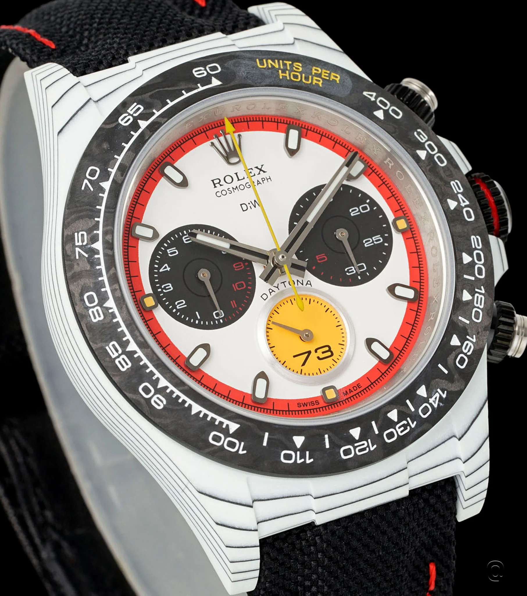 2025080807-1_5000x Daytona DIW Ferrari White Carbon DIWF Best Edition White/Red Dial on Black Nylon Strap DD4801 - Image 3