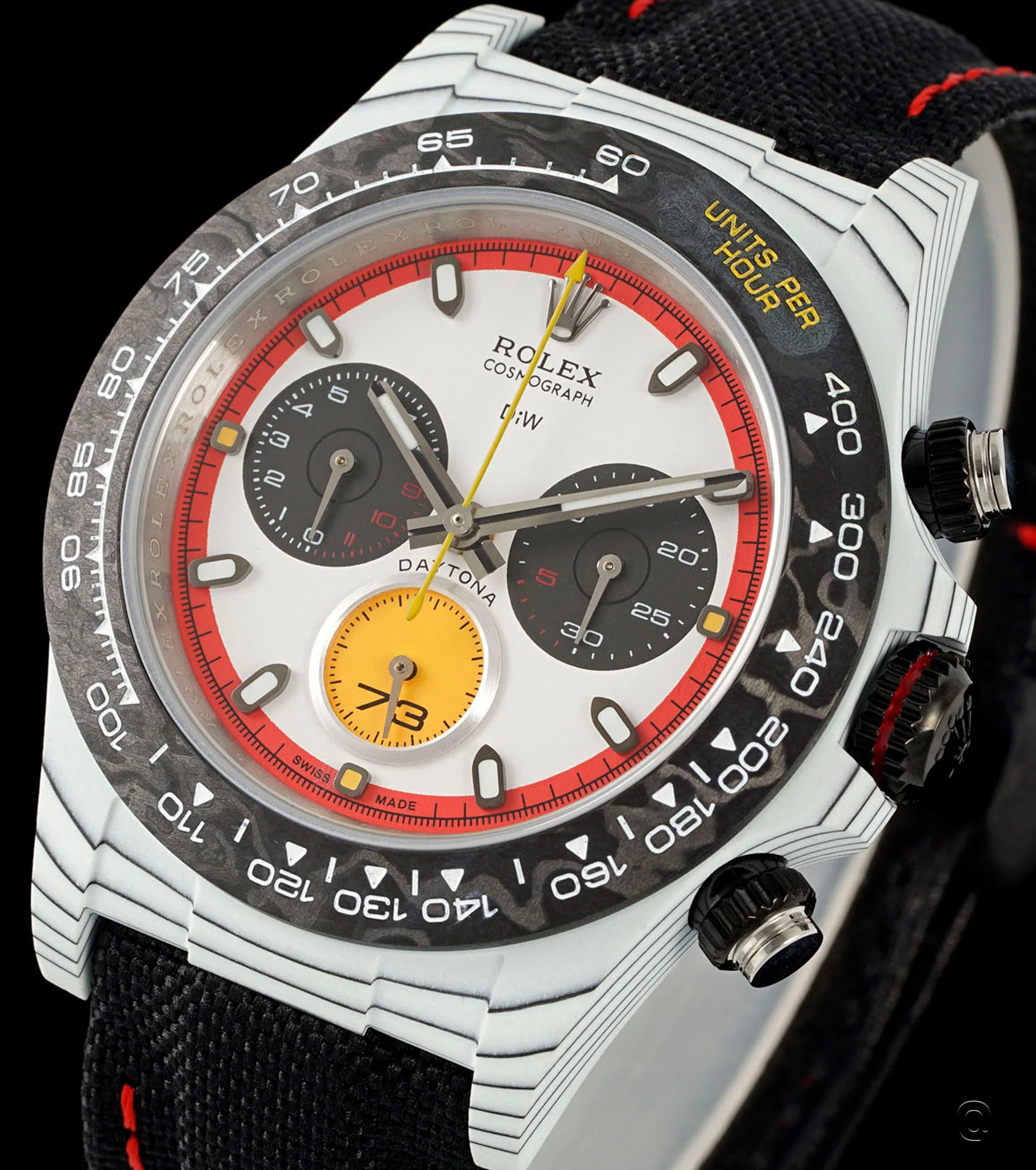 2025080807-2_5000x Daytona DIW Ferrari White Carbon DIWF Best Edition White/Red Dial on Black Nylon Strap DD4801 - Image 4