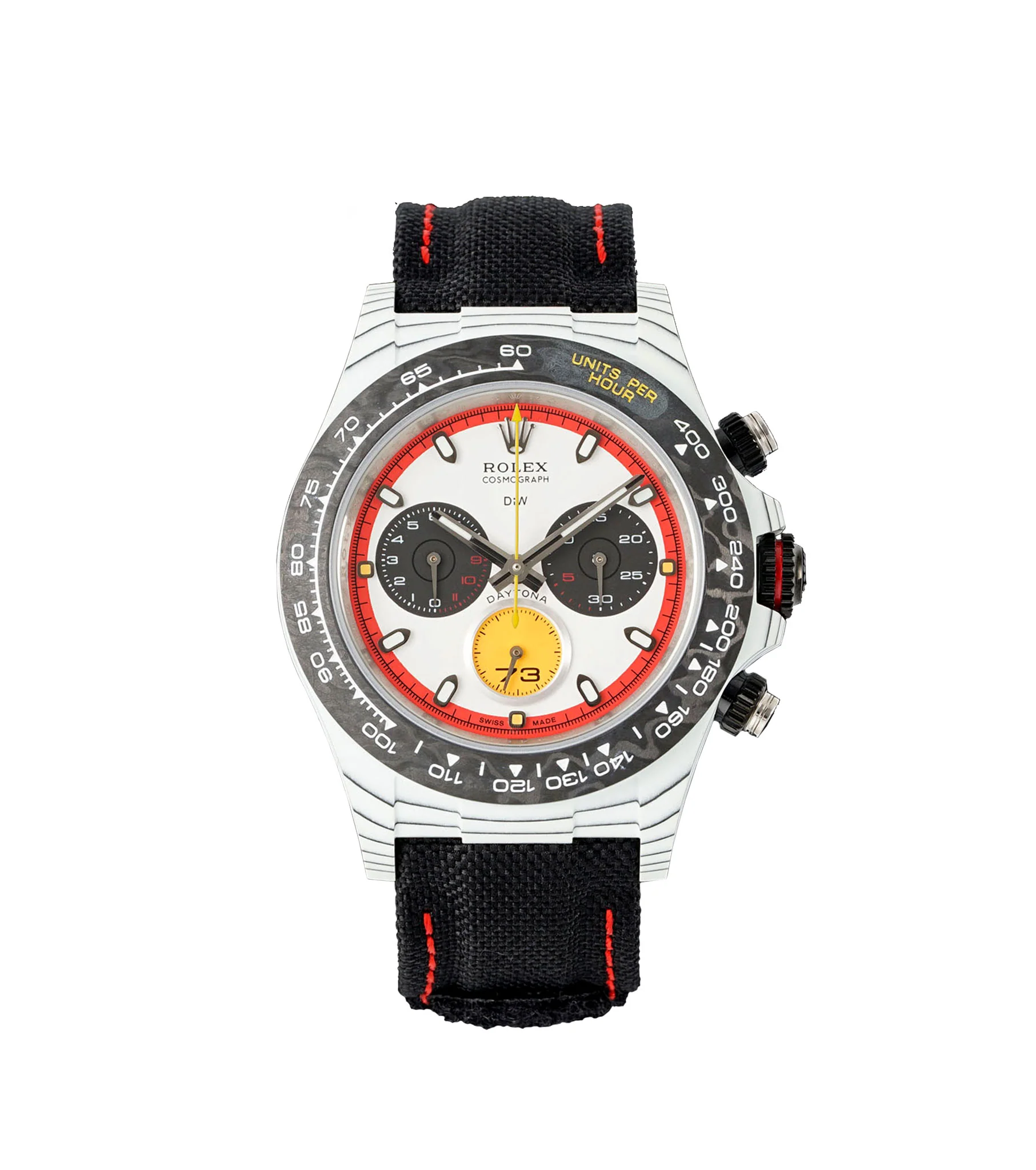 2025080807_5000x Daytona DIW Ferrari White Carbon DIWF Best Edition White/Red Dial on Black Nylon Strap DD4801 - Image 2