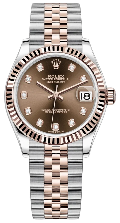278271_Chocolate_Diamond_Jubilee Rolex Datejust 31mm Rose Gold & Stainless Steel Super Clone