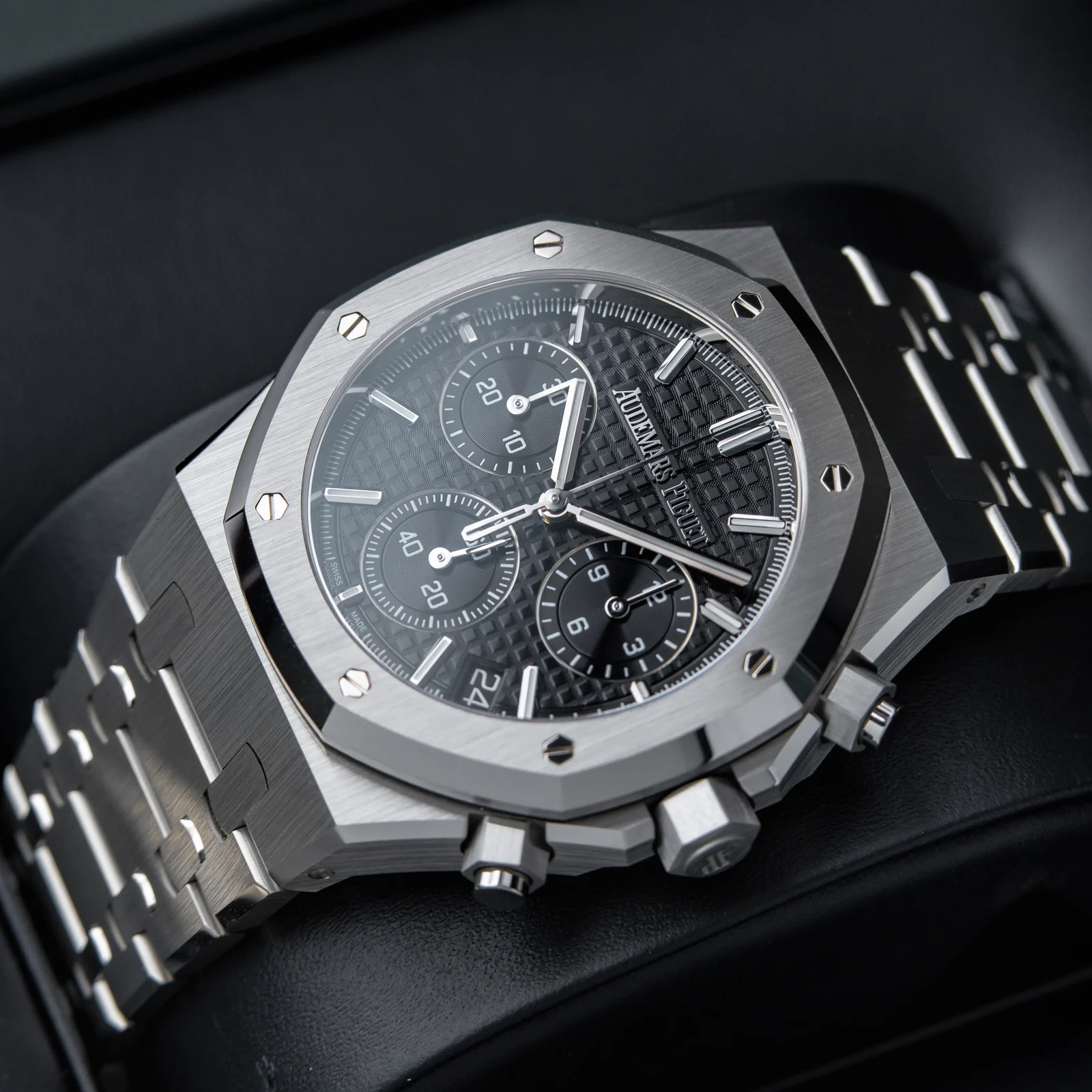 3457545186 Royal Oak Chrono 26240 SS APSF 1:1 Best Edition Black Dial on SS Bracelet SA4401 Super Clone V2 (Free Sprung) - Image 3