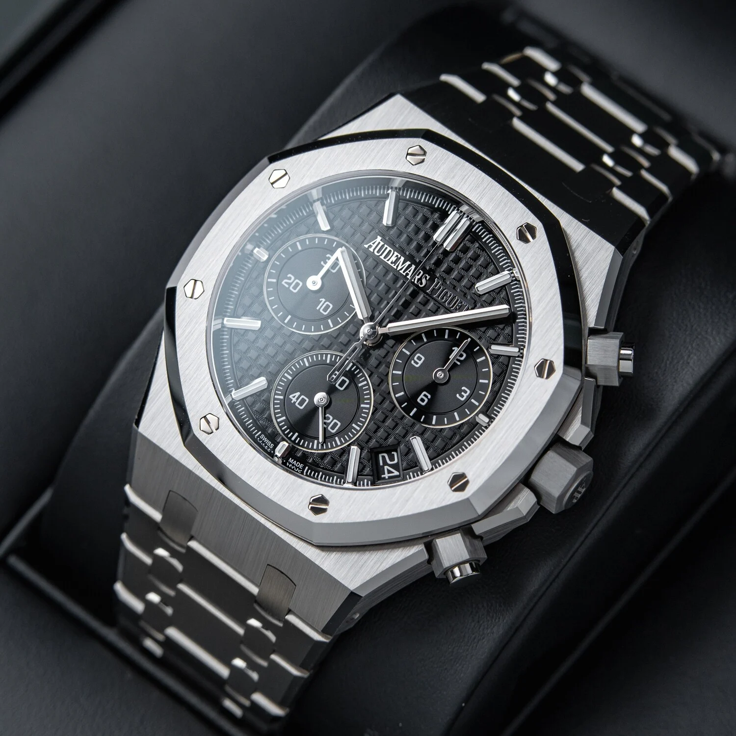 3457745765 Royal Oak Chrono 26240 SS APSF 1:1 Best Edition Black Dial on SS Bracelet SA4401 Super Clone V2 (Free Sprung) - Image 5