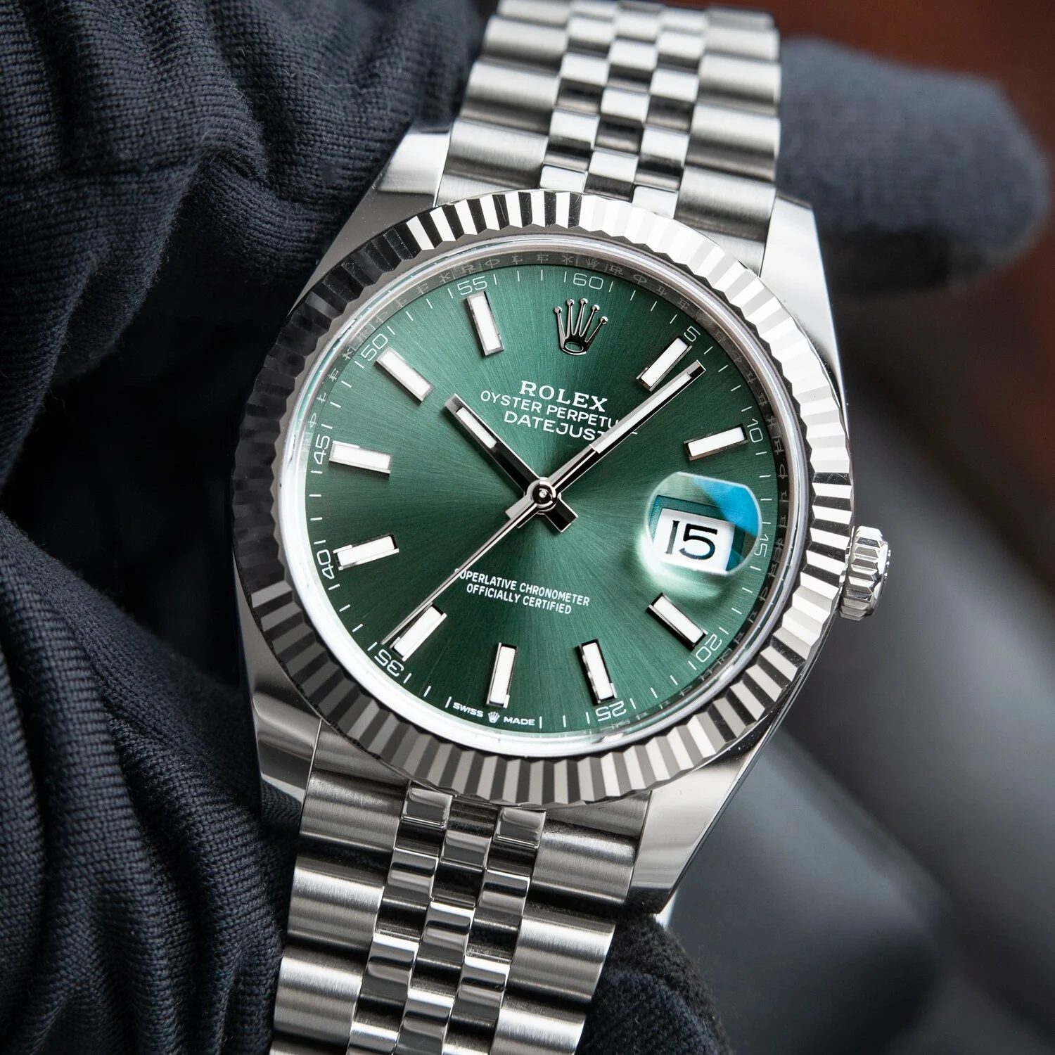 3931487753 DateJust 41 126334 QF 1:1 Best Edition 904L Steel Green Stick Dial on Jubilee Bracelet QF3235 (149g) - Image 4