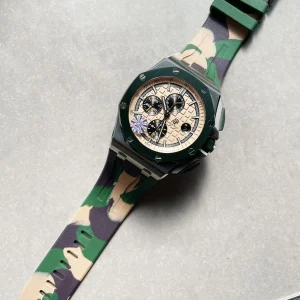 Royal Oak Offshore Chronograph ¡°CAMO¡± 26400SO Beige colored textured dial Camouflage rubber strap