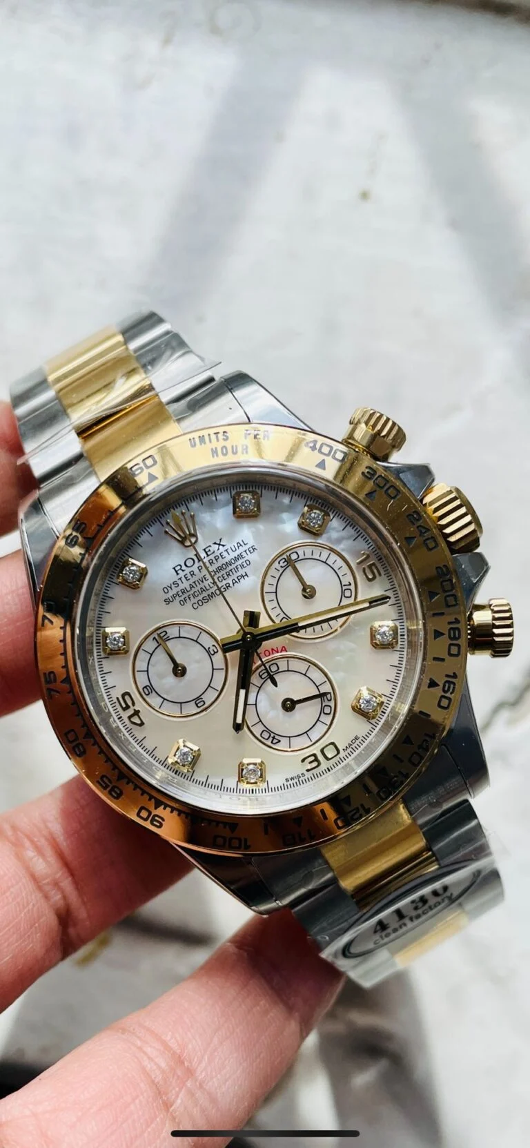 8216441c-90c5-436a-ad04-a913a3fffcb1-1-768x1663-1 Daytona 116503 Two Tone Yellow Gold Real MOP Diamond Dial Clean 1:1 Best SA4130 Super Clone