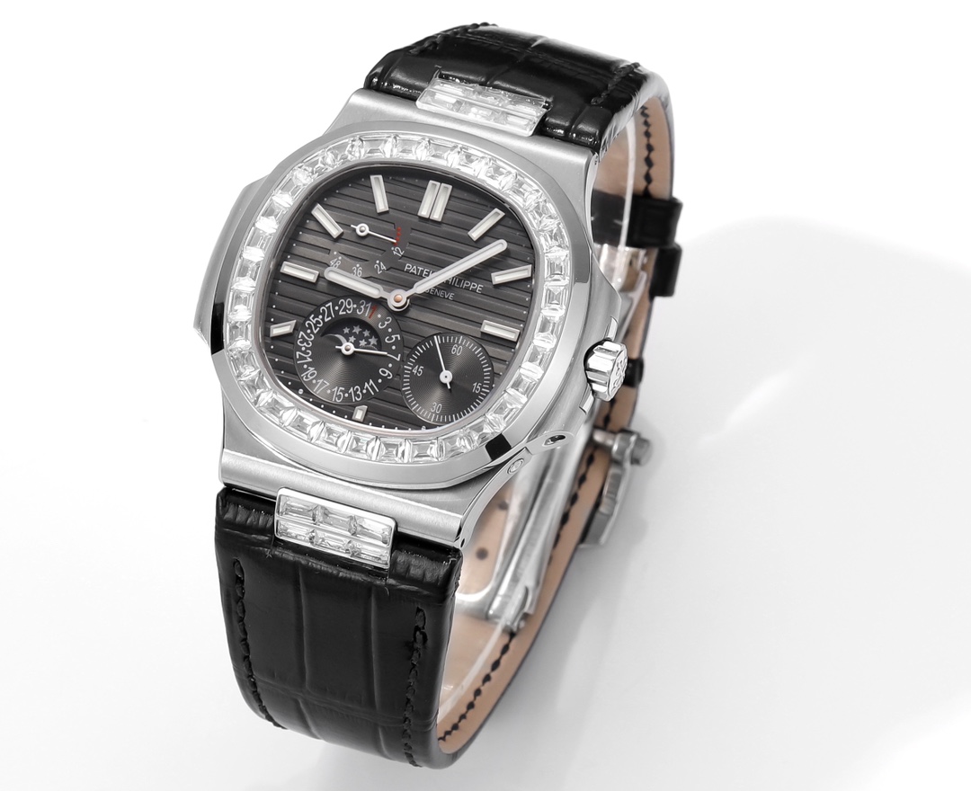 93297547 Nautilus 40mm 5724 Dia SS Grey/Stk PPF on Leather Strap A240 Super Clone Super Clone - Image 6