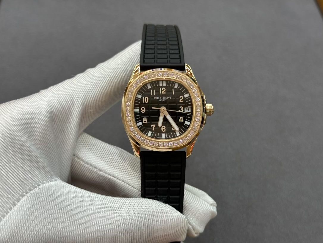 98352e26 Aquanaut 5067A RG PPF 1:1 Best Edition Black Textured Dial on Black Rubber Strap Ronda Quartz