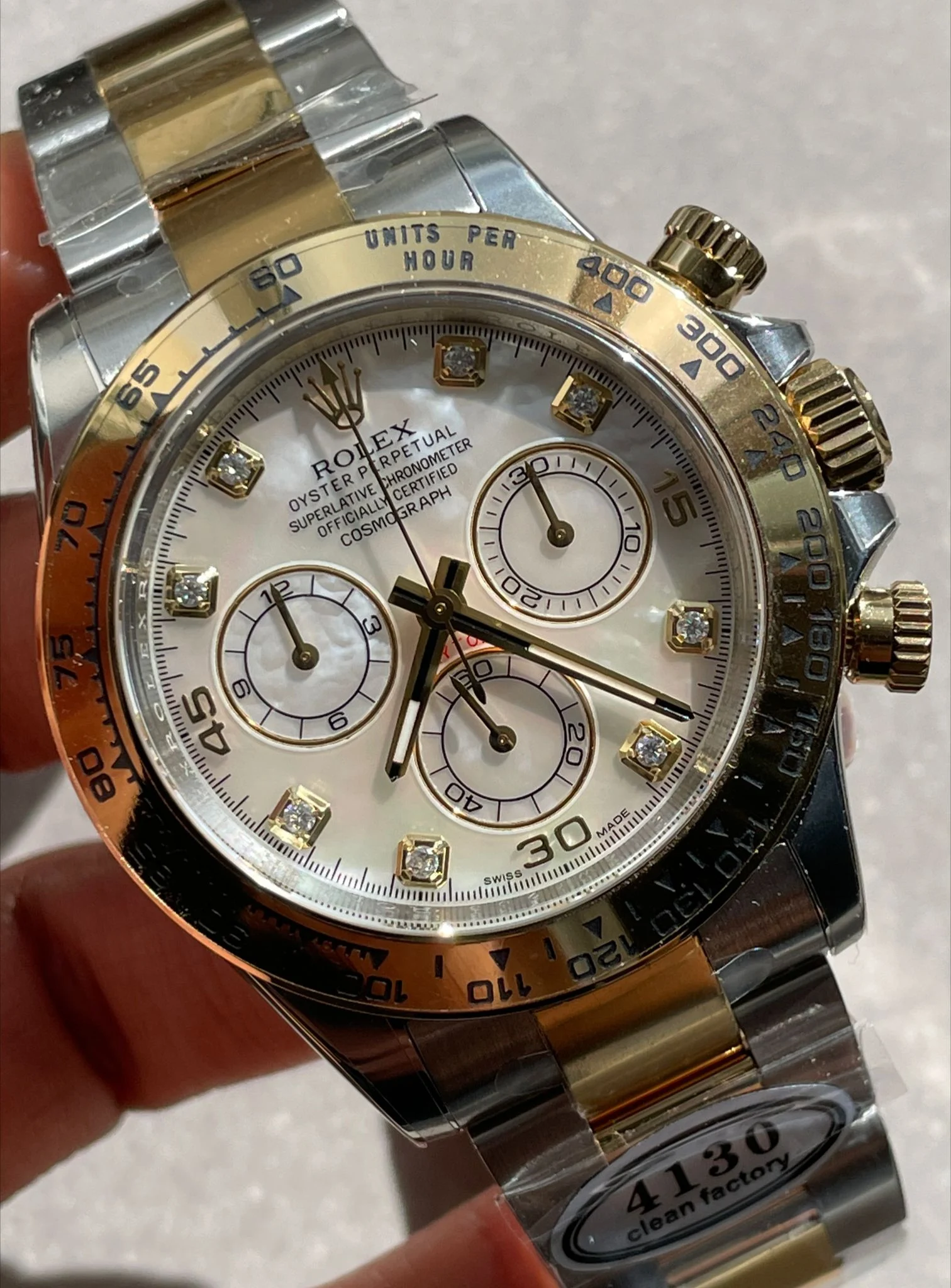 9fe3413e-6646-48fa-b670-5ec432871261-1 Daytona 116503 Two Tone Yellow Gold Real MOP Diamond Dial Clean 1:1 Best SA4130 Super Clone - Image 5