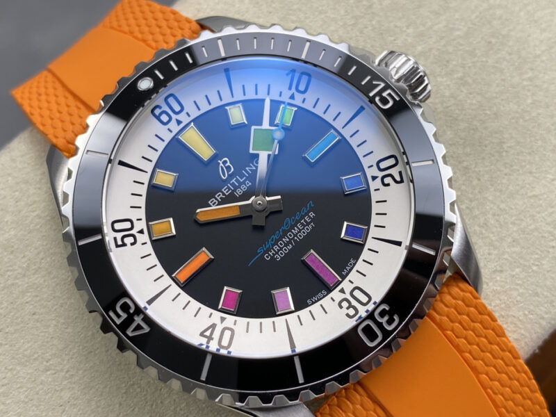 Breitling-Superocean-A17375211B2S4-Rainbow-Orange-Rubber-Strap-3-800x600 Breitling Superocean A17375211B2S4 Rainbow Orange Rubber Strap Best Replica BLS 42mm - Image 3