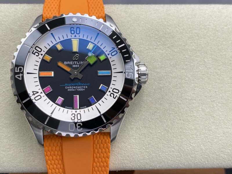 Breitling-Superocean-A17375211B2S4-Rainbow-Orange-Rubber-Strap-5-800x600 Breitling Superocean A17375211B2S4 Rainbow Orange Rubber Strap Best Replica BLS 42mm - Image 5