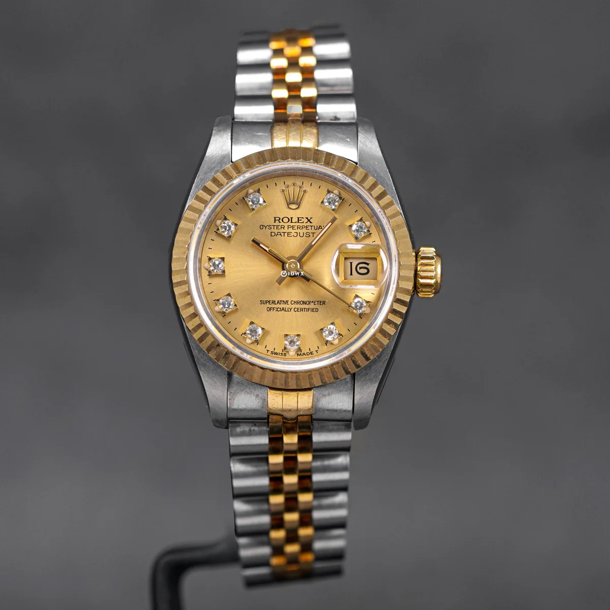 DJ26ChampDiamond-31989-1 Datejust 26mm Two-Tone Yellow Gold Champagne Diamond Dial
