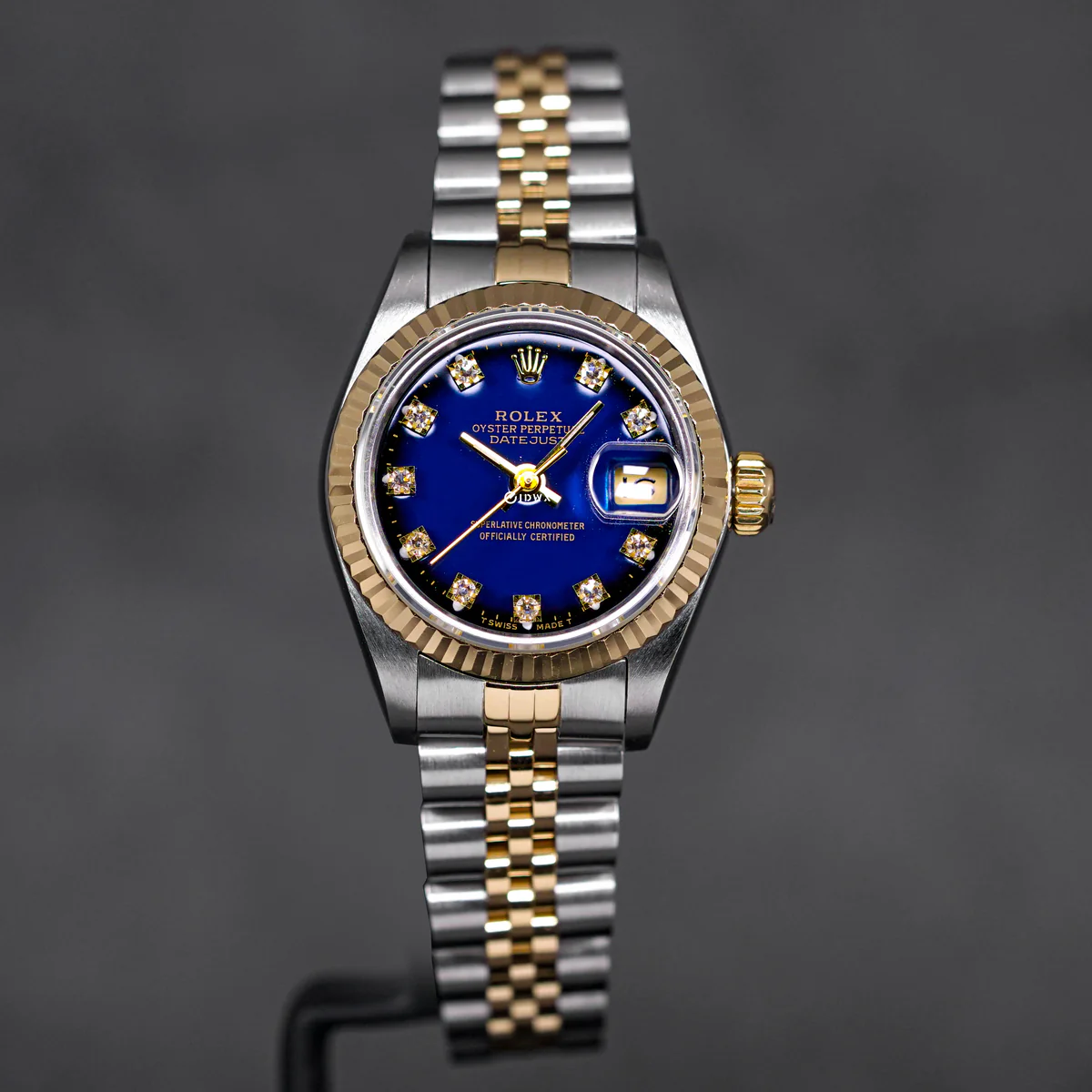 DJ26OMBREBLUE Datejust 26mm Two-Tone Yellow Gold Blue Ombre Diamond Dial