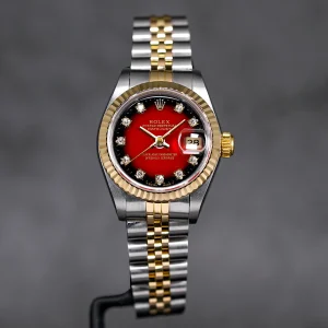 Datejust 26mm Two-Tone Yellow Gold Red Ombre Diamond Dial