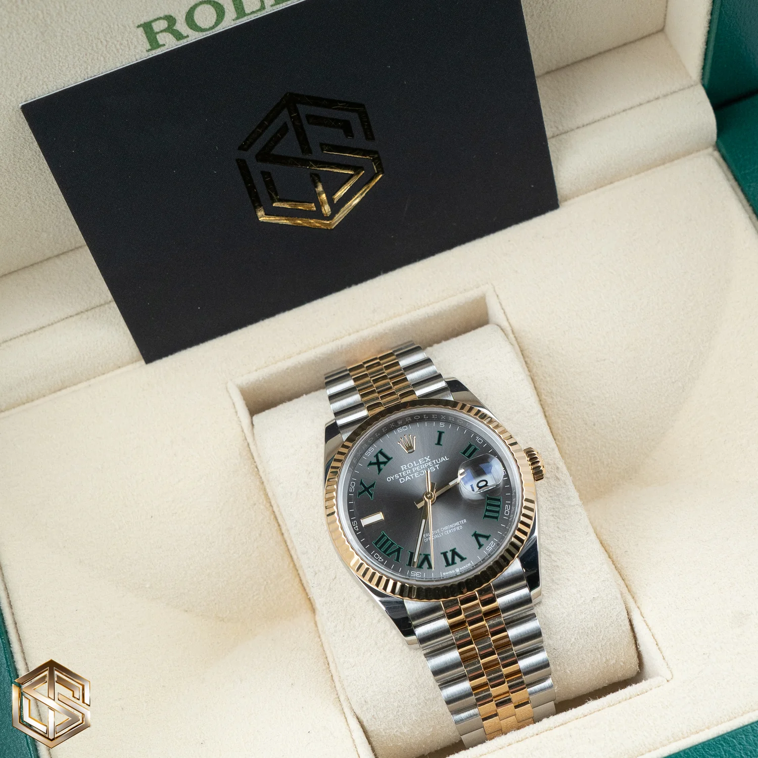 DSC2561 DateJust 36mm 126233 Clean 1:1 Best Edition 904L Steel Gray Dial Green Roman on SS/YG Jubilee Bracelet VR3235 - Image 3