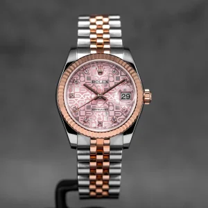 Datejust 31mm Two-Tone Rose Gold Pink Computerized Diamond Dial