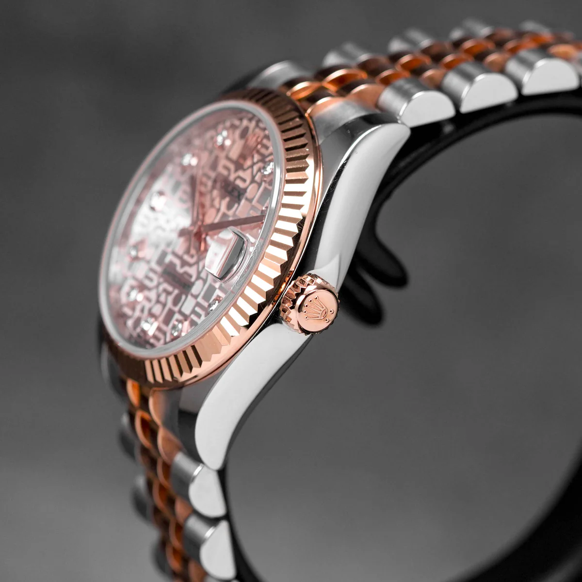 Datejust-Rosegold-Pink-Indonesia_3 Datejust 31mm Two-Tone Rose Gold Pink Computerized Diamond Dial - Image 4