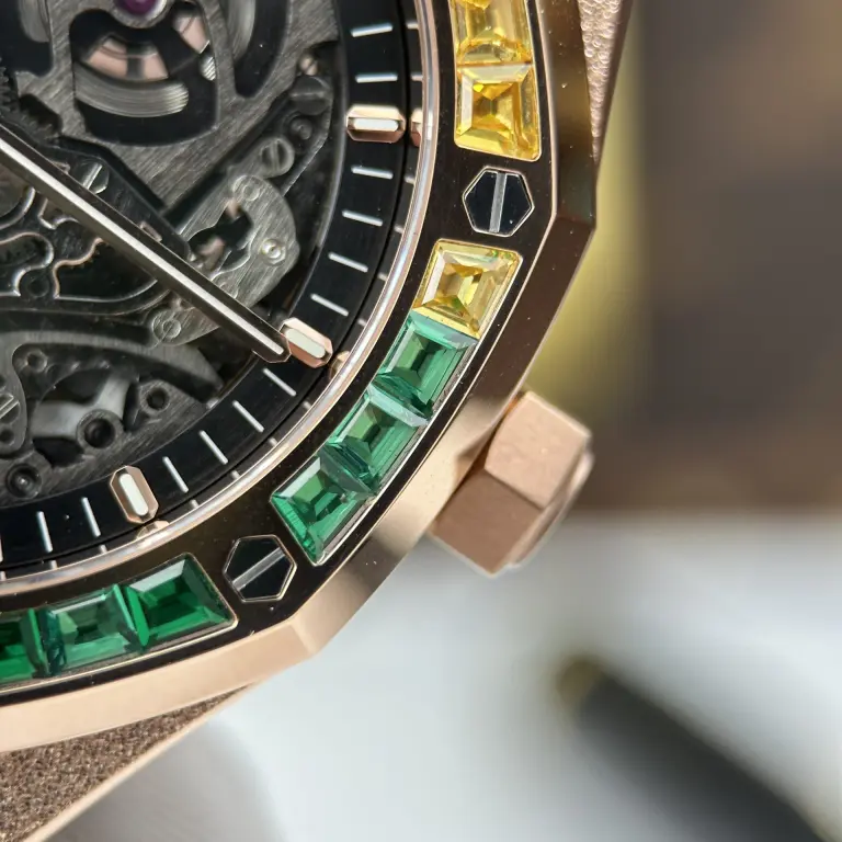 Dong-Ho-Audemars-Piguet-Rep-11-Royal-Oak-Openworked-Frosted-15412-Ma-Vang-Hong-Vien-Dinh-Da-Baguette-41mm-8-768x768.jpg Audemars Piguet Royal Oak Openworked Frosted 15412 Case Rose Gold Bezel Stone Baguette 41mm Super Clone - Image 6