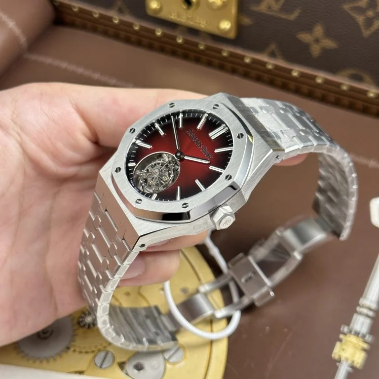 Dong-Ho-Audemars-Piguet-Royal-Oak-Selfwinding-Flying-Tourbillon-26730ST-Rep-11-Mat-So-Mau-Do-Tia-41mm-12-768x768-1 Audemars Piguet Imitation Royal Oak Selfwinding Flying Tourbillon 26730ST Burgundy Dial 41mm Super Clone - Image 7