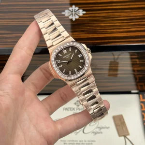 Patek Philippe Nautilus 5723 Brown Dial Bezel Stone CZ Baguette 40mm
