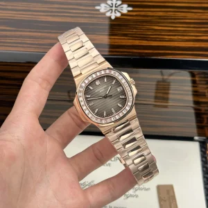 Patek Philippe Nautilus 5723 Gray Dial Bezel Stone CZ Baguette 40mm