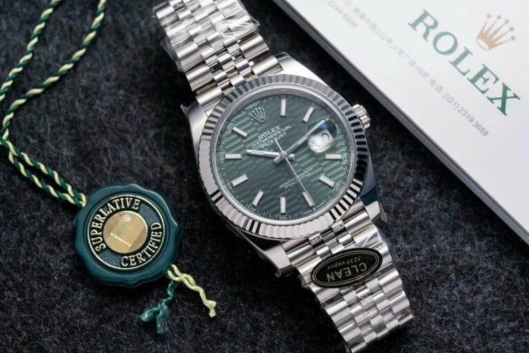 Dong-Ho-Rolex-DateJust-126334-Mat-Nep-Gap-Xanh-La-Clean-41mm-3-768x512-1 DateJust 41 126334 QF 1:1 Best Edition 904L Steel Green Texuted Stick Dial on Jubilee Bracelet QF3235 (149g)
