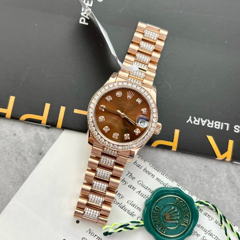Dong-Ho-Rolex-DateJust-Boc-Vang-Dinh-Moissanite-Mat-Chocolate-31mm-3-768x768-1 Rolex DateJust Gold Wrapped Moissanite With Chocolate Dial 31mm
