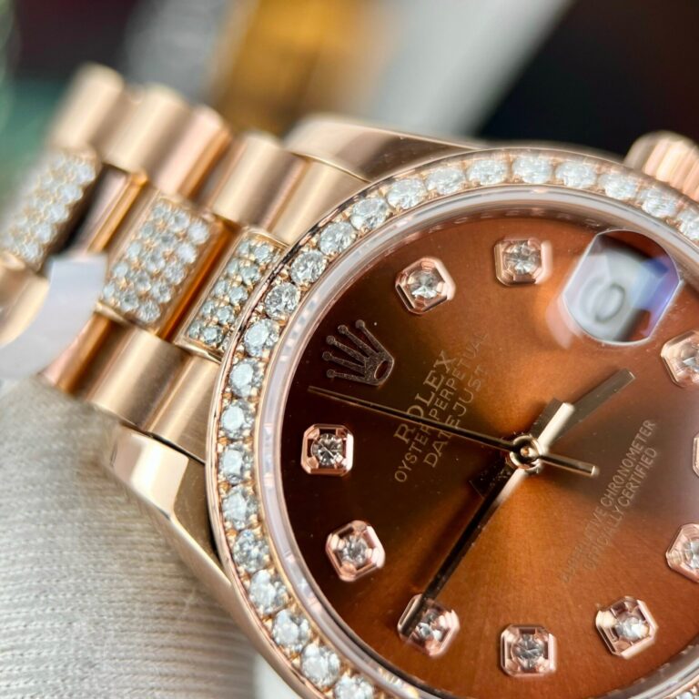 Dong-Ho-Rolex-DateJust-Boc-Vang-Dinh-Moissanite-Mat-Chocolate-31mm-5-768x768-1 Rolex DateJust Gold Wrapped Moissanite With Chocolate Dial 31mm - Image 4