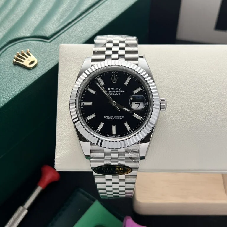 Dong-Ho-Rolex-Datejust-126334-Rep-11-Mat-Den-May-Clean-41mm-2-768x768-1-1 DateJust 41 126334 QF 1:1 Best Edition 904L Steel Black Stick Dial on Jubilee Bracelet QF3235 (149g) - Image 2