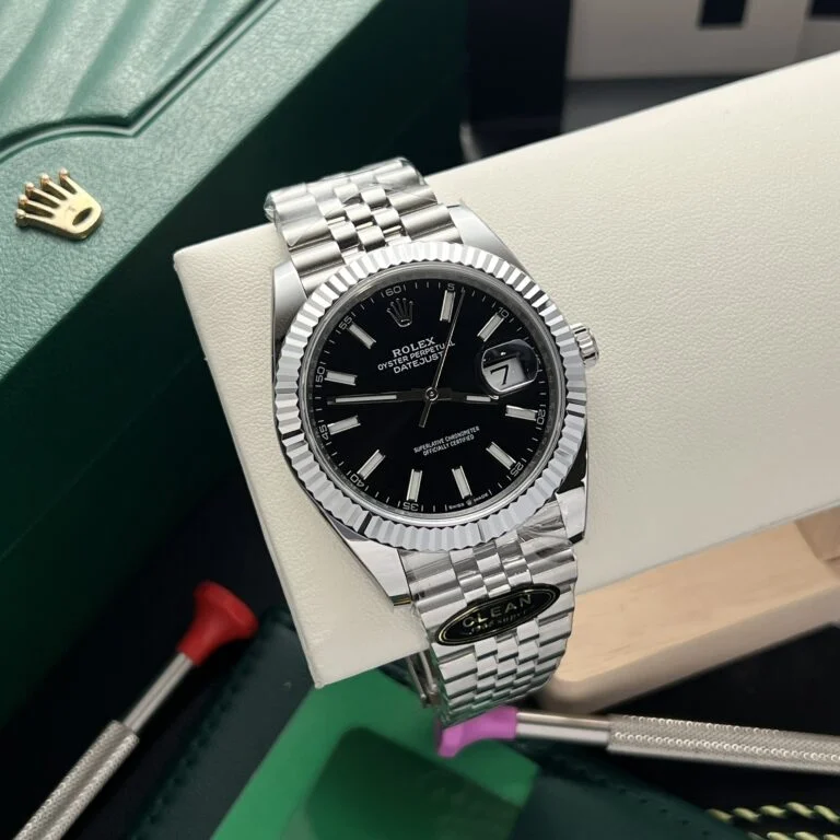 Dong-Ho-Rolex-Datejust-126334-Rep-11-Mat-Den-May-Clean-41mm-3-768x768-1-1 DateJust 41 126334 QF 1:1 Best Edition 904L Steel Black Stick Dial on Jubilee Bracelet QF3235 (149g) - Image 4