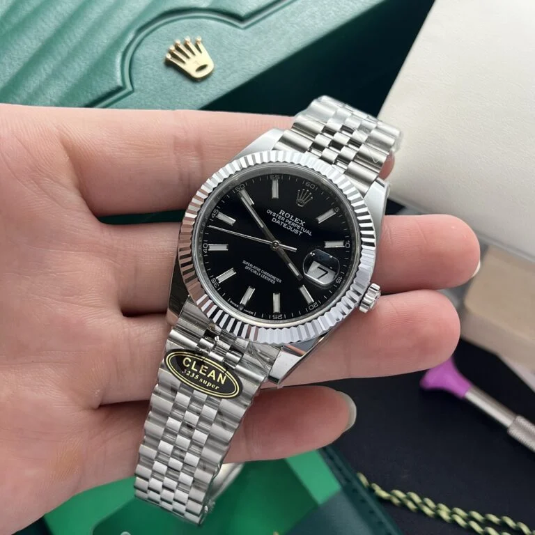 Dong-Ho-Rolex-Datejust-126334-Rep-11-Mat-Den-May-Clean-41mm-4-768x768-1 DateJust 41 126334 QF 1:1 Best Edition 904L Steel Black Stick Dial on Jubilee Bracelet QF3235 (149g) - Image 5