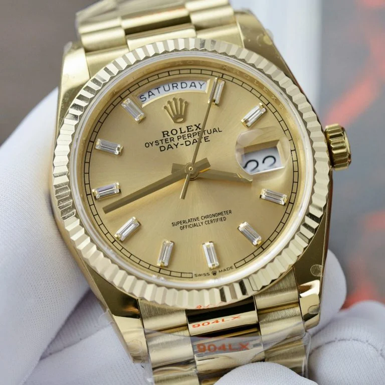 Dong-Ho-Rolex-Day-Date-128238-Che-Tac-Mat-Vang-Champagne-Trong-Luong-158gram-QF-Factory-36mm-4-768x768-1 Rolex Day-Date 36mm Presidential Super Clone with Yellow Dial - Image 4