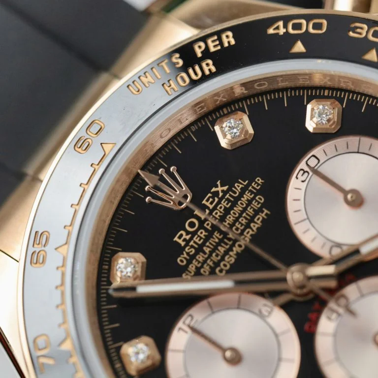 Dong-Ho-Rolex-Daytona-126515-Che-Tac-Mat-Den-Trong-Luong-163Gram-Boc-Vang-That-40mm-6-768x768-1 Daytona 126515 AVF 1:1 Best Edition Black/RG Diamonds Dial on Oysterflex Strap DD4131 (Mod) - Image 4
