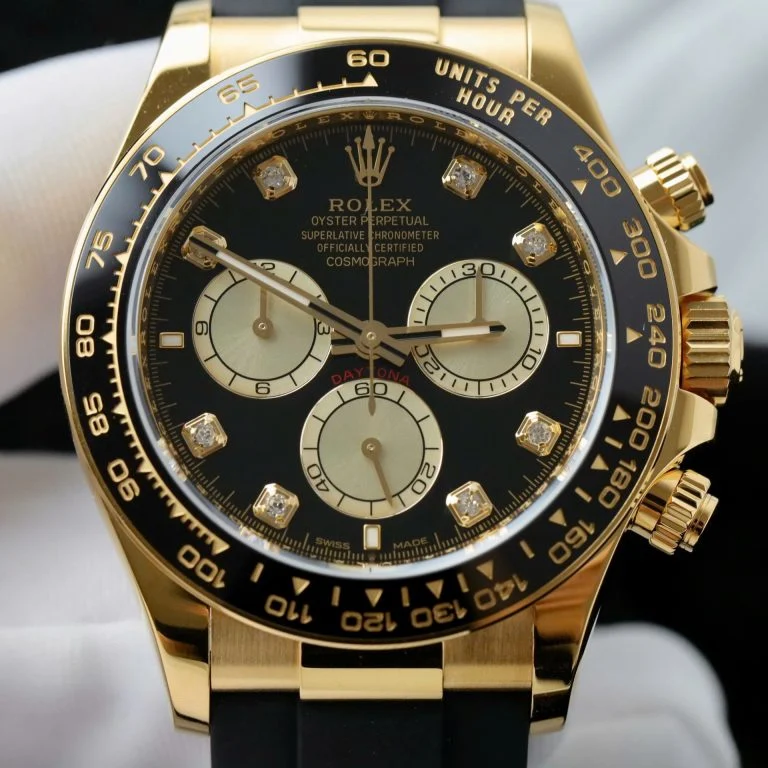 Dong-Ho-Rolex-Daytona-Che-Tac-Boc-Vang-18K-Bo-Chuyen-Dong-Calibre-4131-40mm-5-768x768-1 Daytona 126518 AVF 1:1 Best Edition Black/YG Diamonds Dial on Oysterflex Strap DD4131 (Mod) - Image 6