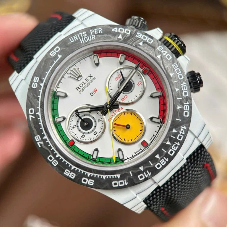 Dong-Ho-Rolex-Daytona-DiW-Ferrari-Replica-11-Vo-Carbon-Trang-Sieu-Nhe-40mm-10-768x768-1 Rolex Daytona DiW Ferrari Super Clone Watch - Image 9