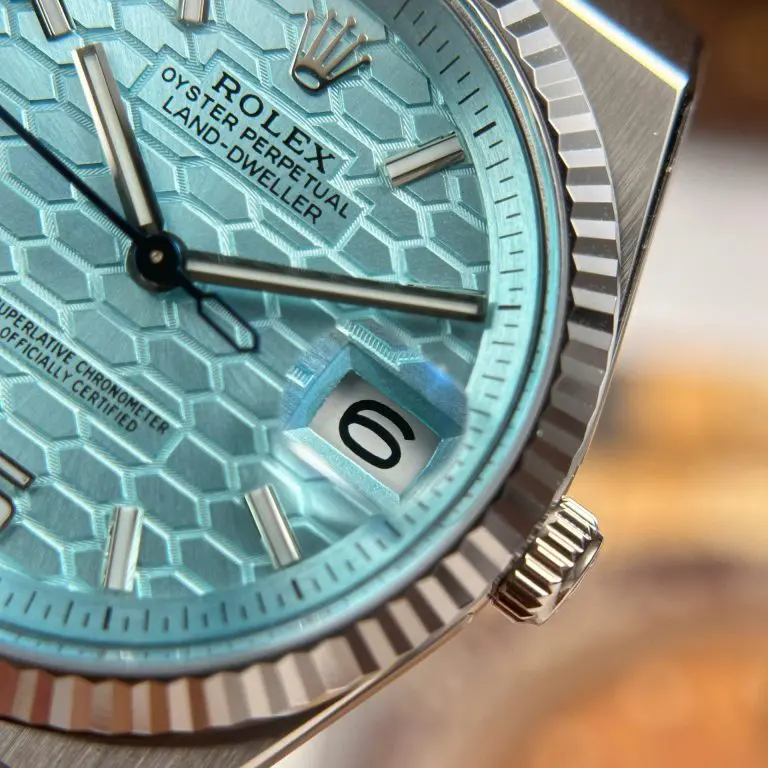 Dong-Ho-Rolex-Land-Dweller-127236-Replica-11-Mat-Xanh-Bang-Hoa-Tiet-To-Ong-36mm-3-768x768.jpg Land Dweller 127336 2F 1:1 Best Edition Ice Blue Textured Dial on SS Bracelet A7135 - Image 3