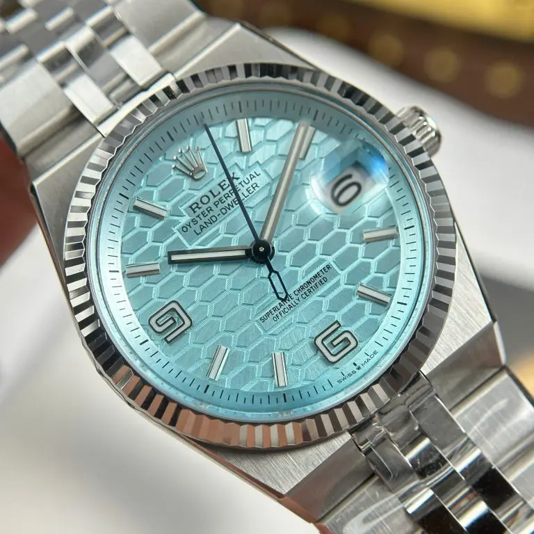 Dong-Ho-Rolex-Land-Dweller-127236-Replica-11-Mat-Xanh-Bang-Hoa-Tiet-To-Ong-36mm-4-768x768.jpg Land Dweller 127336 2F 1:1 Best Edition Ice Blue Textured Dial on SS Bracelet A7135 - Image 2