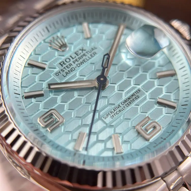 Dong-Ho-Rolex-Land-Dweller-127236-Replica-11-Mat-Xanh-Bang-Hoa-Tiet-To-Ong-36mm-8-768x768.jpg Land Dweller 127336 2F 1:1 Best Edition Ice Blue Textured Dial on SS Bracelet A7135 - Image 4