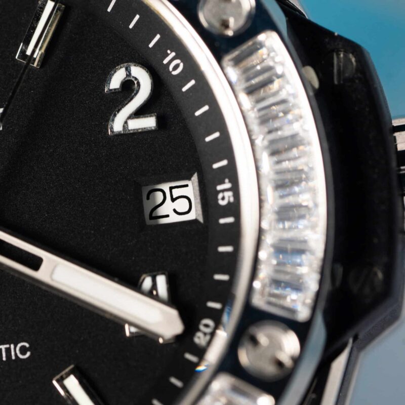 Hublot-Big-Bang-One-Click-Steel-Black-Pave-Da-CZ-4-scaled-800x800 Hublot Big Bang One Click Steel Black Pav¨¦ Baguette CZ Stone Bezel Replica 39mm - Image 5