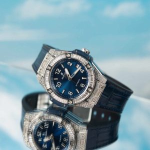 Hublot Big Bang One Click Steel Blue Pav¨¦ CZ Stones Replica 39mm